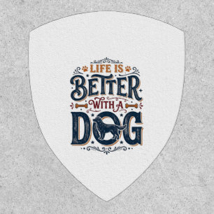 Life Is Better With a Dog Vintage Engraving Design Patch