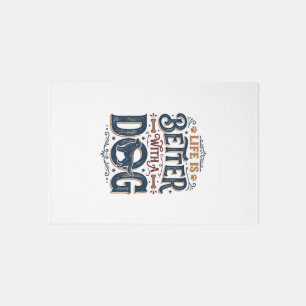 Life Is Better With a Dog Vintage Engraving Design Rug