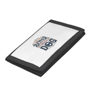 Life Is Better With a Dog Vintage Engraving Design Tri-fold Wallet