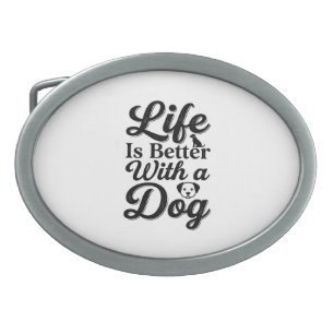 Life Is Better With a Dog Vintage Pet Lover Shirt_ Belt Buckle