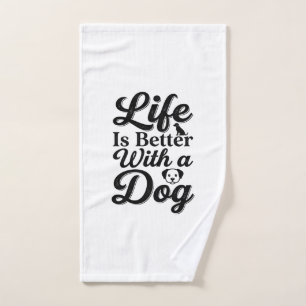 Life Is Better With a Dog Vintage Pet Lover Shirt_ Hand Towel
