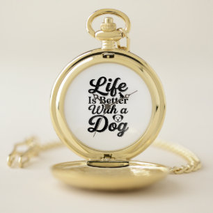 Life Is Better With a Dog Vintage Pet Lover Shirt_ Pocket Watch
