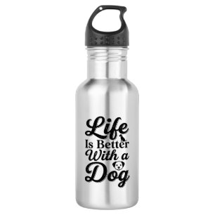 Life Is Better With a Dog Vintage Pet Lover Shirt_ Stainless Steel Water Bottle