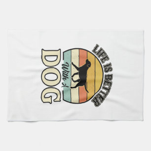 Life Is Better With A Dog Vintage Shirt Design_1 Kitchen Towel
