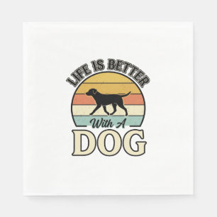 Life Is Better With A Dog Vintage Shirt Design_1 Napkins