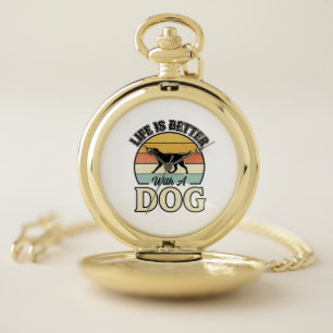 Life Is Better With A Dog Vintage Shirt Design_1 Pocket Watch