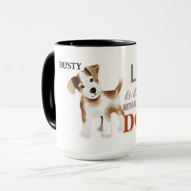 "Life is Better with a Dog" with Puppy Custom Mug (Front Left)