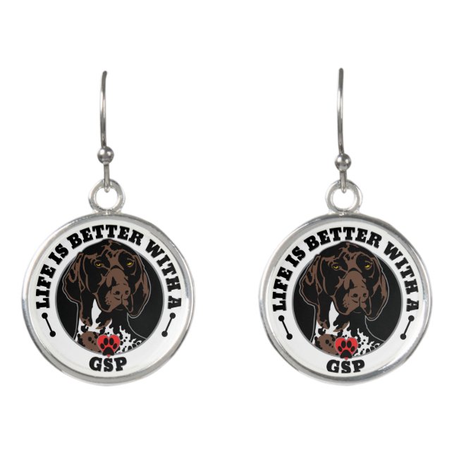 Life Is Better With A German Shorthaired Pointer Earrings (Front)