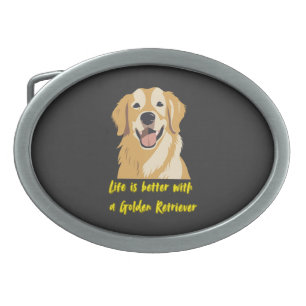 Life Is Better With a Golden Retriever � Dog Lover Belt Buckle