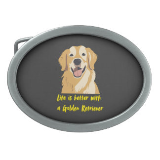 Life Is Better With a Golden Retriever � Dog Lover Belt Buckle