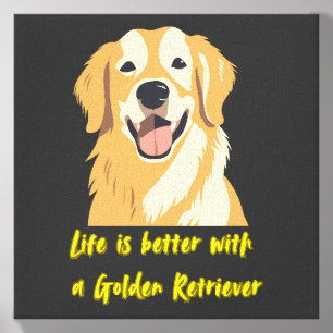 Life Is Better With a Golden Retriever � Dog Lover Canvas Photo Tile