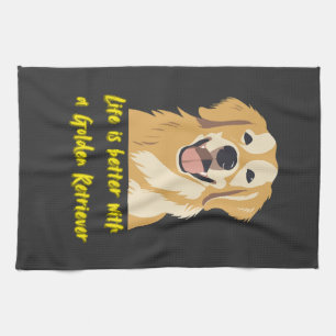 Life Is Better With a Golden Retriever � Dog Lover Kitchen Towel
