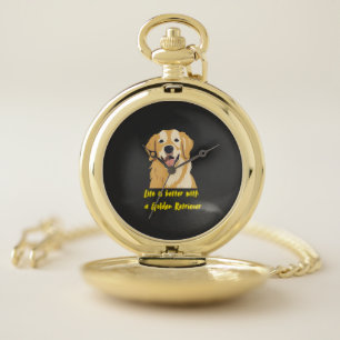 Life Is Better With a Golden Retriever � Dog Lover Pocket Watch