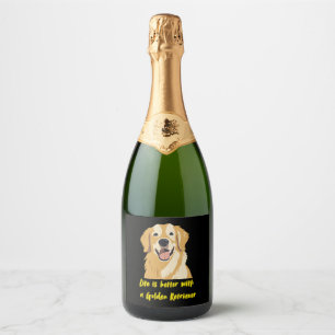 Life Is Better With a Golden Retriever � Dog Lover Sparkling Wine Label
