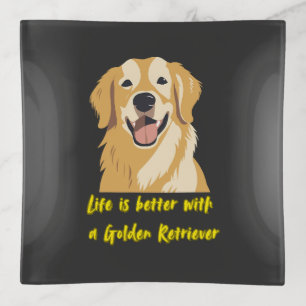 Life Is Better With a Golden Retriever � Dog Lover Trinket Tray