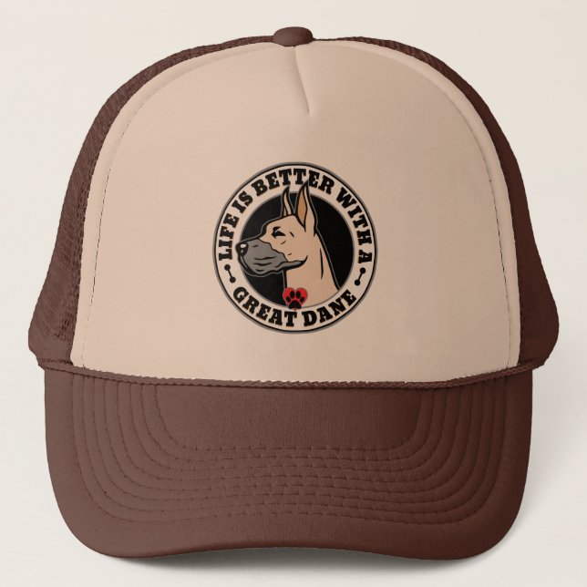 Life Is Better With A Great Dane Dog Breed Trucker Hat (Front)
