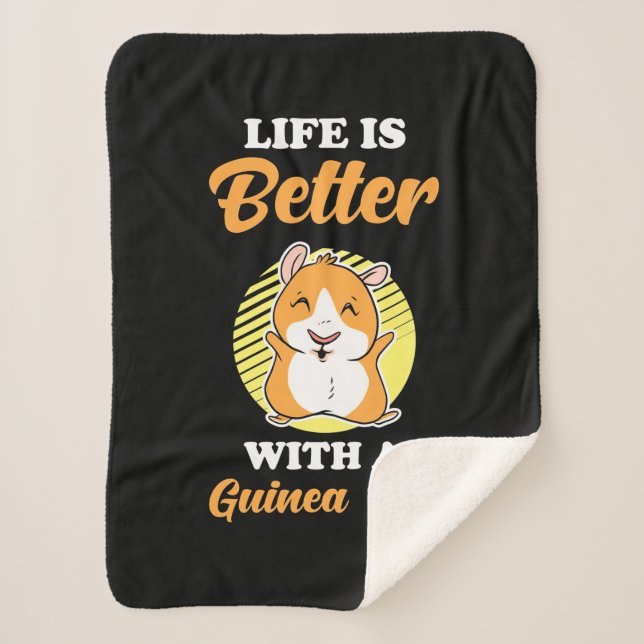 Life is Better With A Guinea Pig Sherpa Blanket (Front)