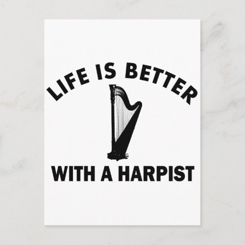 Life is better with a harpist postcard