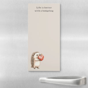 Life is better with a hedgehog heart magnetic notepad
