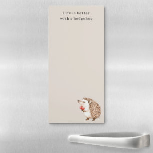 Life is better with a hedgehog hearts magnetic notepad