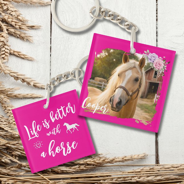 Life Is Better With A Horse Pink Custom Keychain (Creator Uploaded)