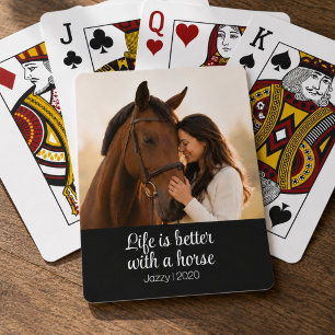 Life Is Better With A Horse Script Monogram Poker Cards