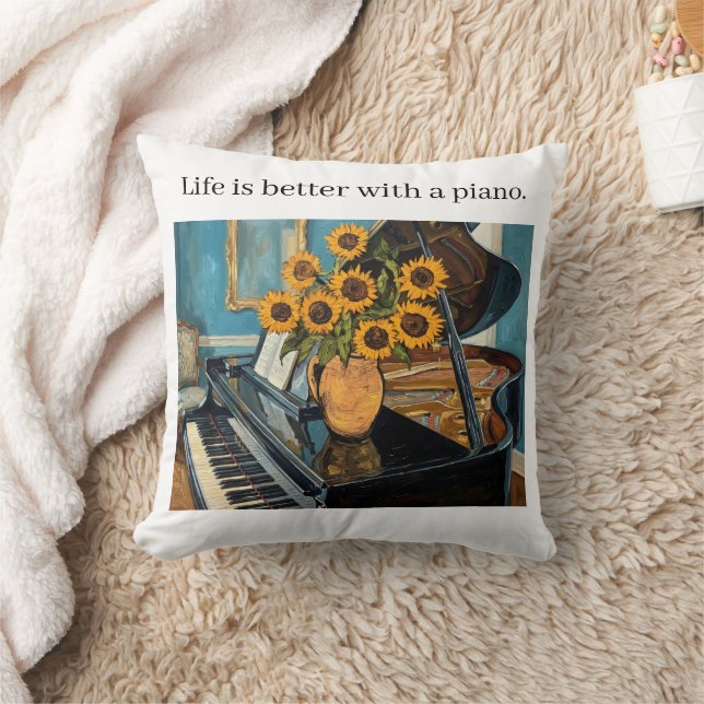 Life is better with a piano - beautiful art! throw pillow (Blanket)