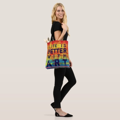 Life is Better with Art_ Sunny Yellow Abstract Art Tote Bag