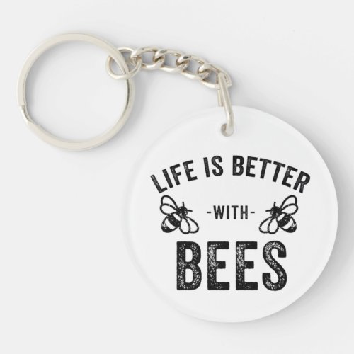 Life is Better with Bees cool honey bee Animal Fan Keychain
