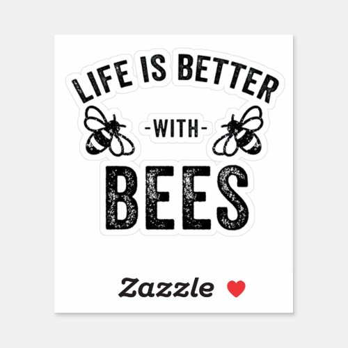 Life is Better with Bees cool honey bee Animal Fan Sticker