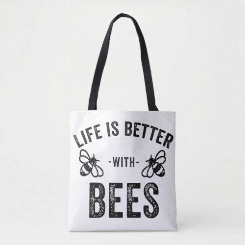 Life is Better with Bees cool honey bee Animal Fan Tote Bag