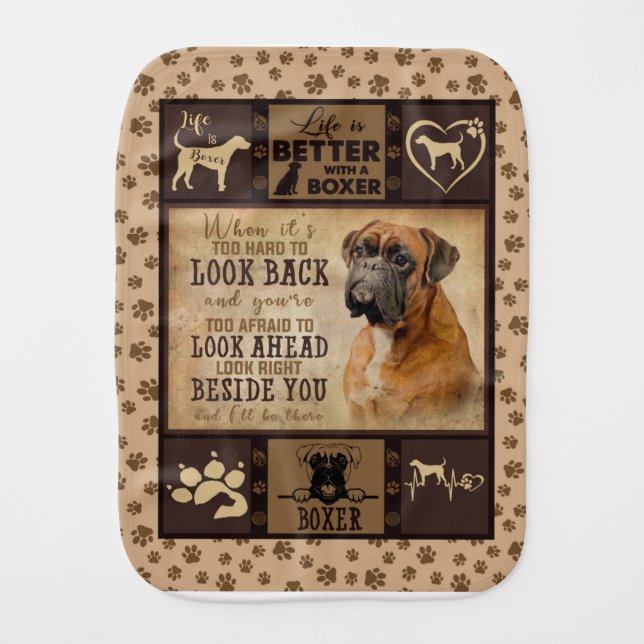 Life Is Better With Boxer Fleece Blanket, Dog Love Baby Burp Cloth (Front)