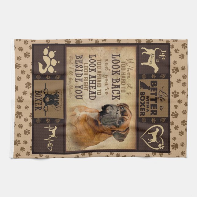 Life Is Better With Boxer Fleece Blanket, Dog Love Kitchen Towel (Horizontal)