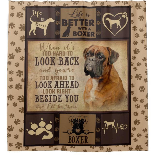 Life Is Better With Boxer Fleece Blanket, Dog Love Shower Curtain (Front)