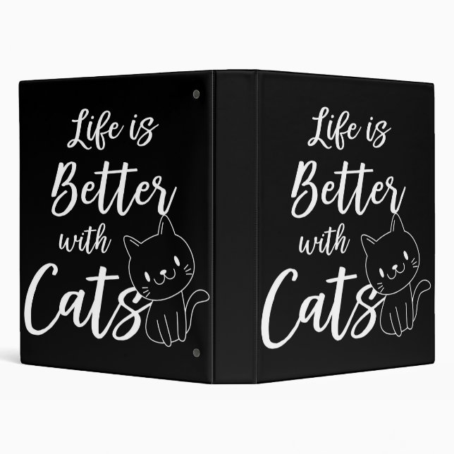 Life Is Better With Cat | Cat Lover Gift 3 Ring Binder (Background)