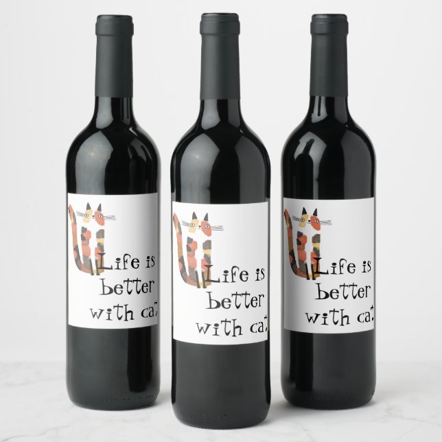 Life is Better with Cat Wine Label – Personalized  (Bottles)