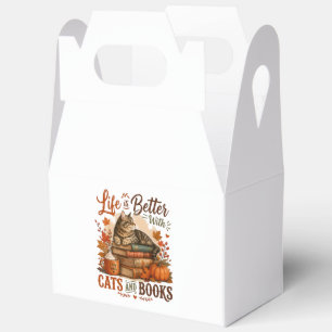Life is Better with Cats and Books Favor Boxes