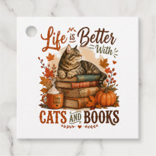 Life is Better with Cats and Books Favor Tags