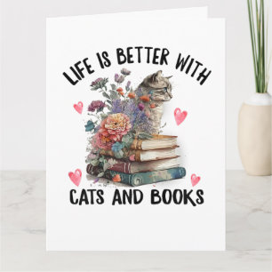 Life is better with Cats and Books Funny Cat Thank You Card