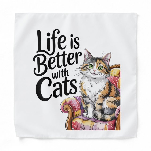 “Life is Better with Cats. Bandana (Front)