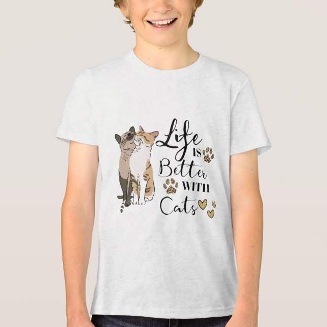 Life Is Better With Cats Better Together 🐱🐱 Purr Tri-Blend Shirt (Front)