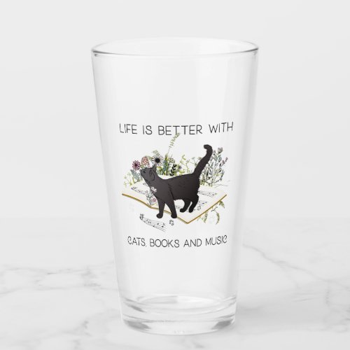 Life is Better With Cats Books and Music Glass