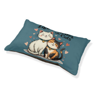 Life is Better with Cats Cute Cat Aesthetic, Blue Pet Bed