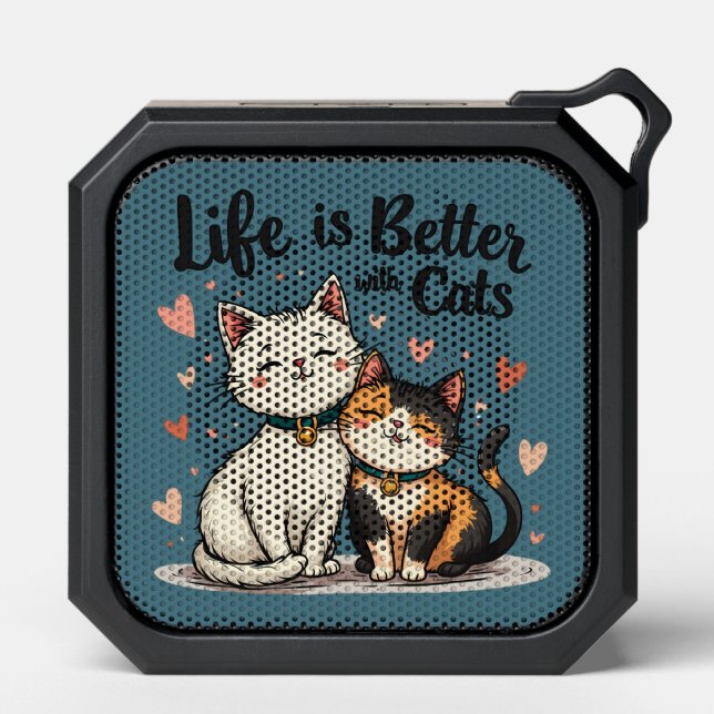 Life is Better with Cats Cute Cat Aesthetic  Bluetooth Speaker (Front)