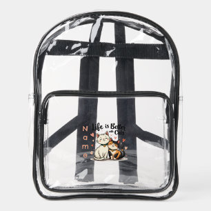 Life is Better with Cats Cute Cat Aesthetic Clear Backpack