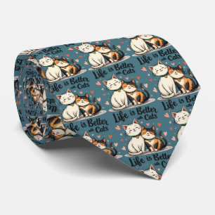 Life is Better with Cats Cute Cat Aesthetic Neck Tie