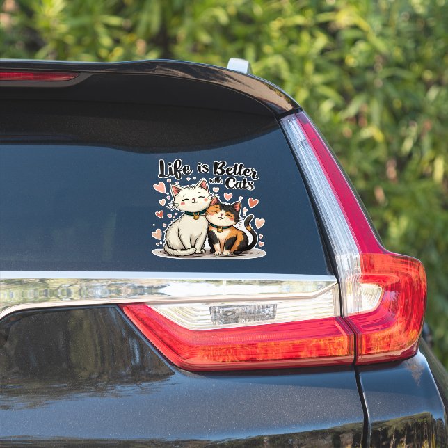 Life is Better with Cats Cute Cat Aesthetic Sticker (Car Side)