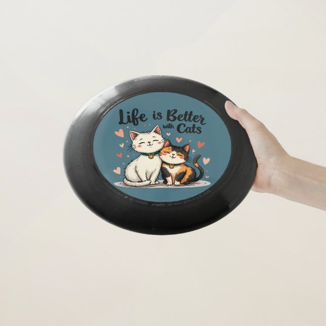 Life is Better with Cats Cute Cat Aesthetic Wham-O Frisbee (In Hand)