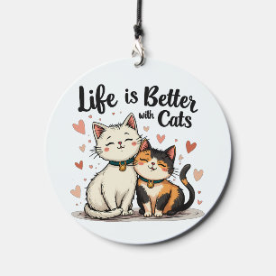 Life is Better with Cats Cute Cat Aesthetic Wind Chime