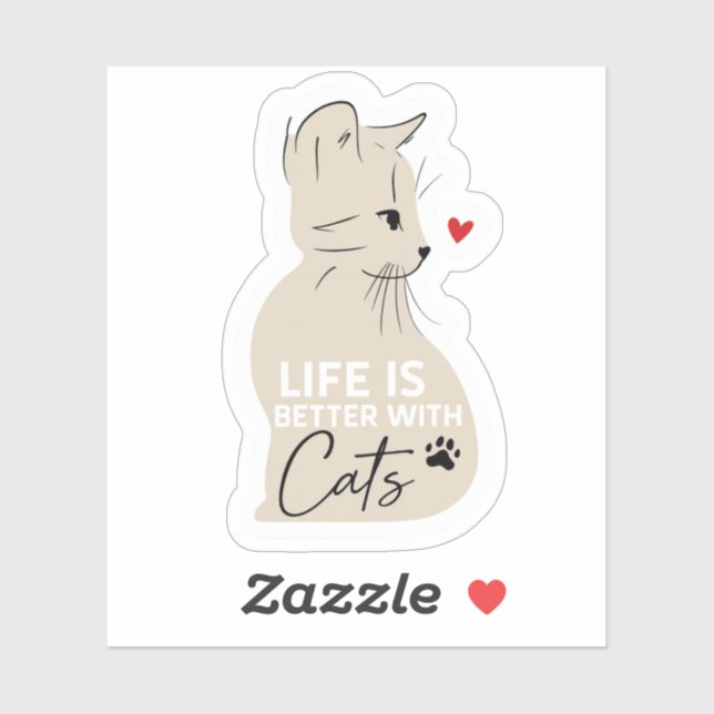 Life Is Better With Cats Cute Cat Lover Sticker (Sheet)